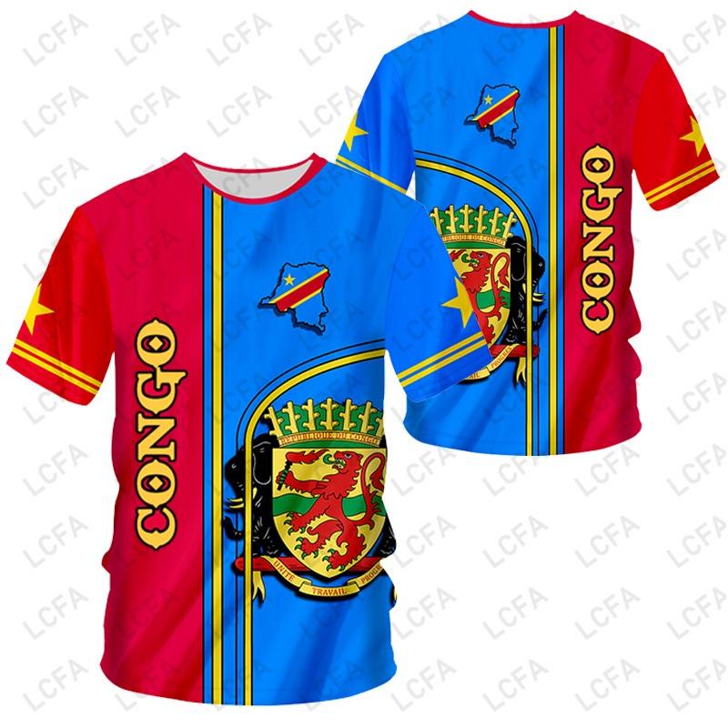 Democratische Republiek Congo Vlag Embleem T-shirt Mannen Vrouwen T-shirts Jersey Voetbal Voetbal Fans Cadeau Oversized