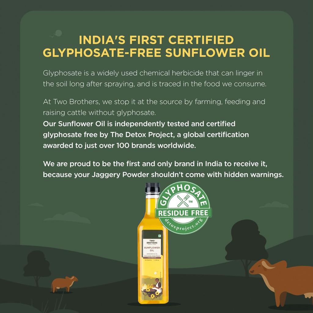 Two Brothers Organic Farms Cold-Pressed Sunflower Oil 1L Glyphosate Free Pure Single-Filtered Cooking Oil