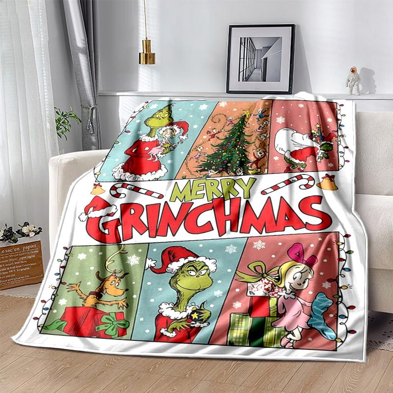 1Pc Grinchmas Festive Characters Blanket Soft And Comfortable Casual Warm Camping Travel Christmas Halloween Gift M921590