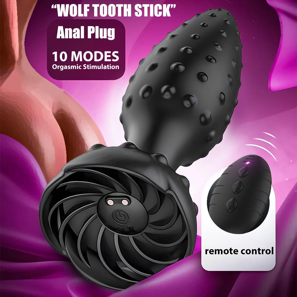 10 režimů vibrující anální zátka dildo hrbolatá texturovaná masáž prostaty - růžová anální hračka pro muže a ženy