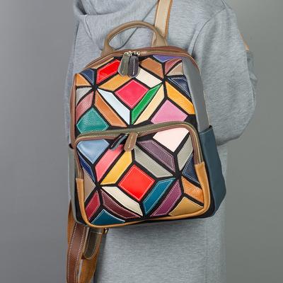 Bolso de Mujer de Cuero Genuino Estilo Bohemio Casual Mochila y Mochila Casual para Señoras