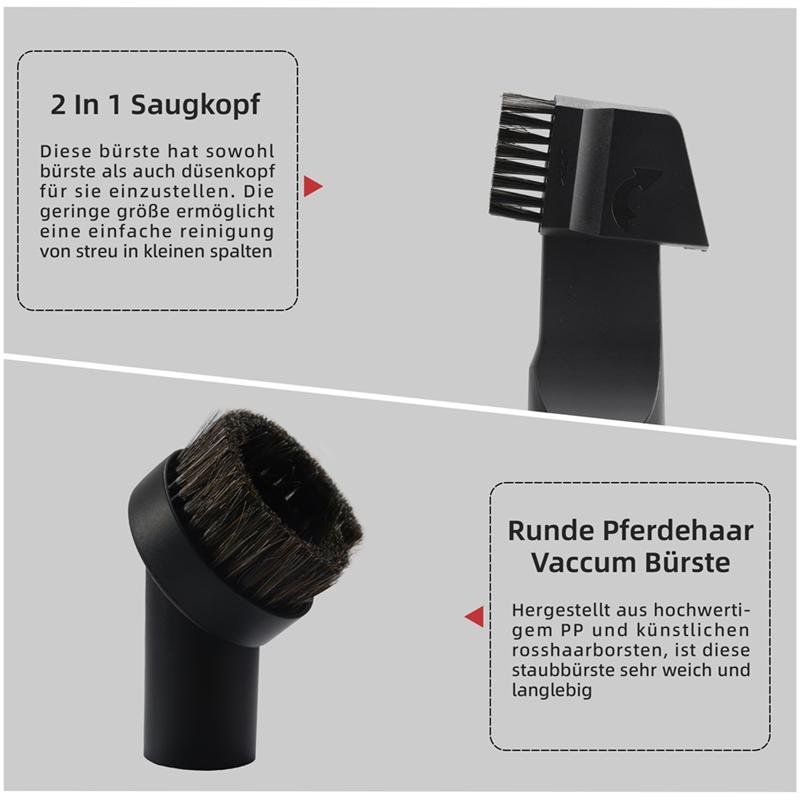A78E-Vacuum Cleaner Accessory Set, Universal Nozzles 32-35 Mm, Including Crevice Nozzle, Car Nozzle And Upholstery Brush