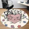 1pc Heart Flowers Office Round Area Rug,  Mat Suitable For Office, Under Office Chairs Bedroom Living Room Home Decor, Room Deco