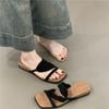 Platform Open-toed Sandals Women's 2025 Summer Korean Version Retro Linen Bohemian Vacation Beach Slippers