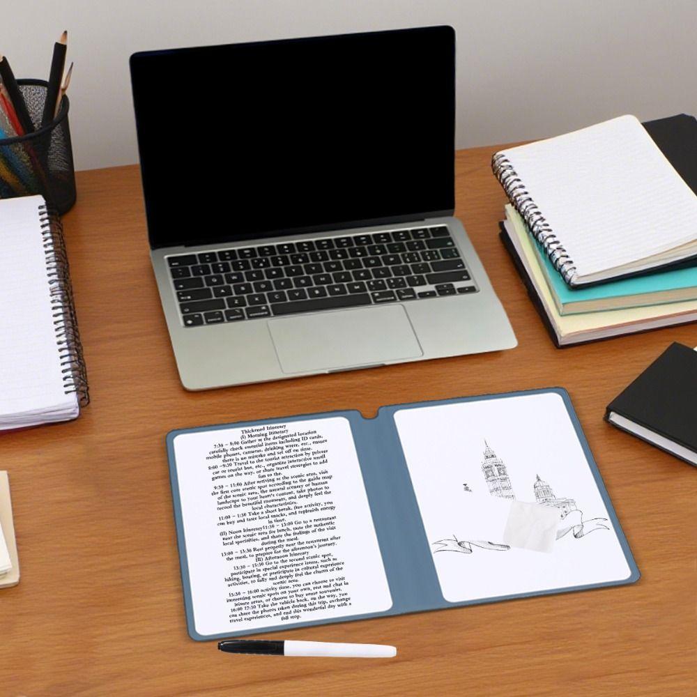High Quality A5 Whiteboard Notebook Leather Reusable Erasable Memo Pad with Whiteboard Pen/Erasing Cloth Writing Board Students
