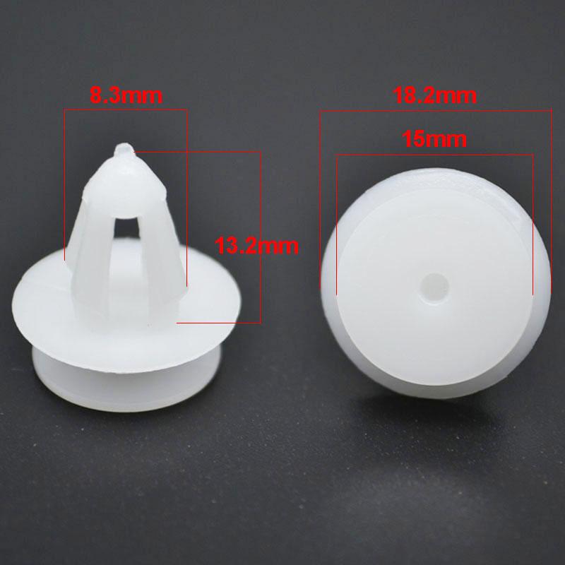 100Pcs White Auto Bumper Fastener Rivet Retainer Push Engine Cover Fender Car Door Trim Panel Plastic Clip Fasteners 8.3mm Hole