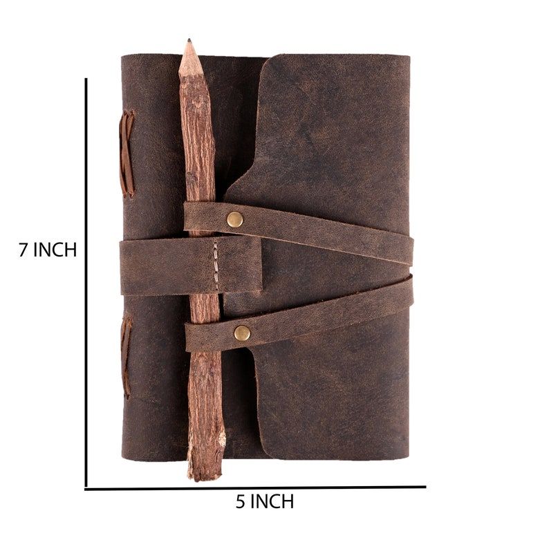 Handmade Treasuree Classic Leather Journal, Un-ruled Notebook/ Sketchbook l Full Grain Leather, Hunter Leather