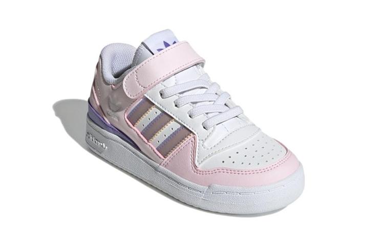 Adidas Originals FORUM El C Synthetic Leather Abrasion Resistant Low top Kids' Skateboarding Shoes Pink White GY8197