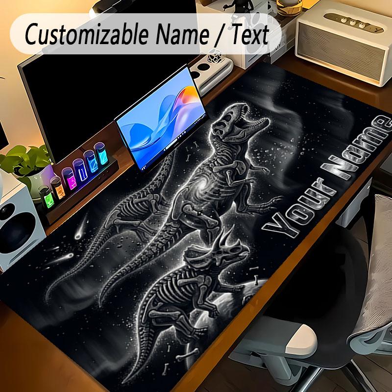 Personalizowana podkładka pod mysz z motywem dinozaura, z własnym tekstem imienia, antypoślizgowa podkładka na biurko dla laptopa, biura, pulpitu