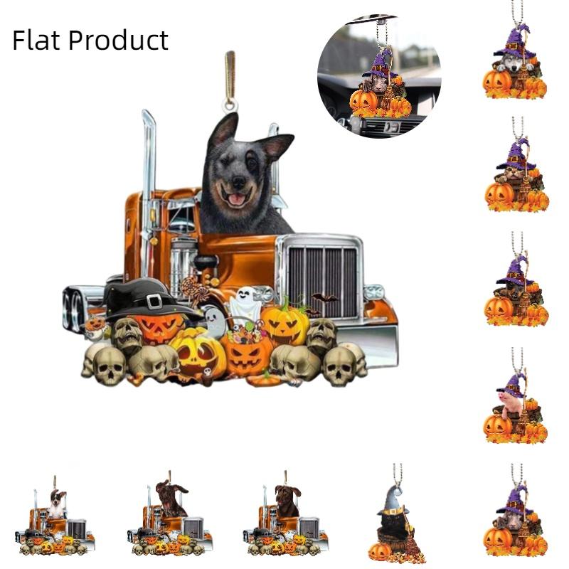 Halloween Pumpkin Cat And Dog Car Hanging Decoration For Home Acrylic Material Cartoon Style In 10 Colors) Perfect For Cross-border Export