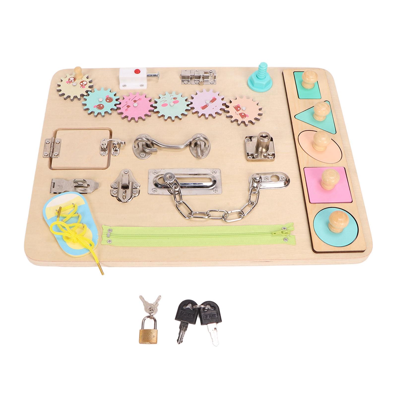 

Деревянная сенсорная доска с защелками, ключом и замком, сенсорная доска с шестеренками