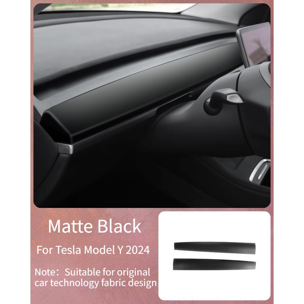 For Tesla Model 3 Y -2024 Car Dashboard Cover Carbon Fibre ABS Door Dash Trim Panel Interior Accessories Sticker Car Gadgets