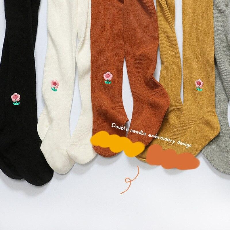 Baby-Leggings mit Doppelnadel und Nullfadenkopf, Bonbonfarben, Stickerei, Blümchenmuster