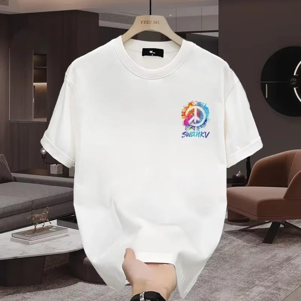 

Summer high-quality 100% cotton American youth short sleeve T-shirt men s and women s fashion brand street baggy top with ins S белый