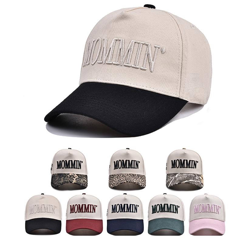 New Outdoor 3D Embroidery MOMMIN Cotton Baseball Hat Retro Women Adjustable Trucker Cap Casual Men Splicing Color Snapback Hats
