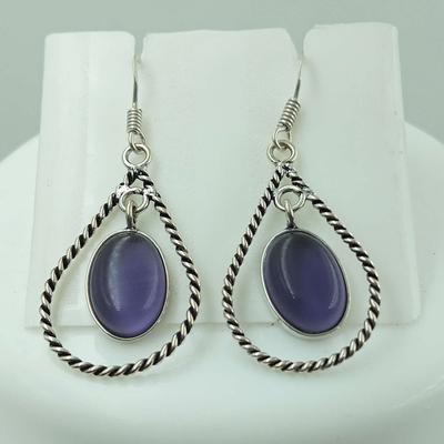 Amethyst Gemstone 925 Sterling Silver Plated Hook Earrings Jewelry NST-J2H87