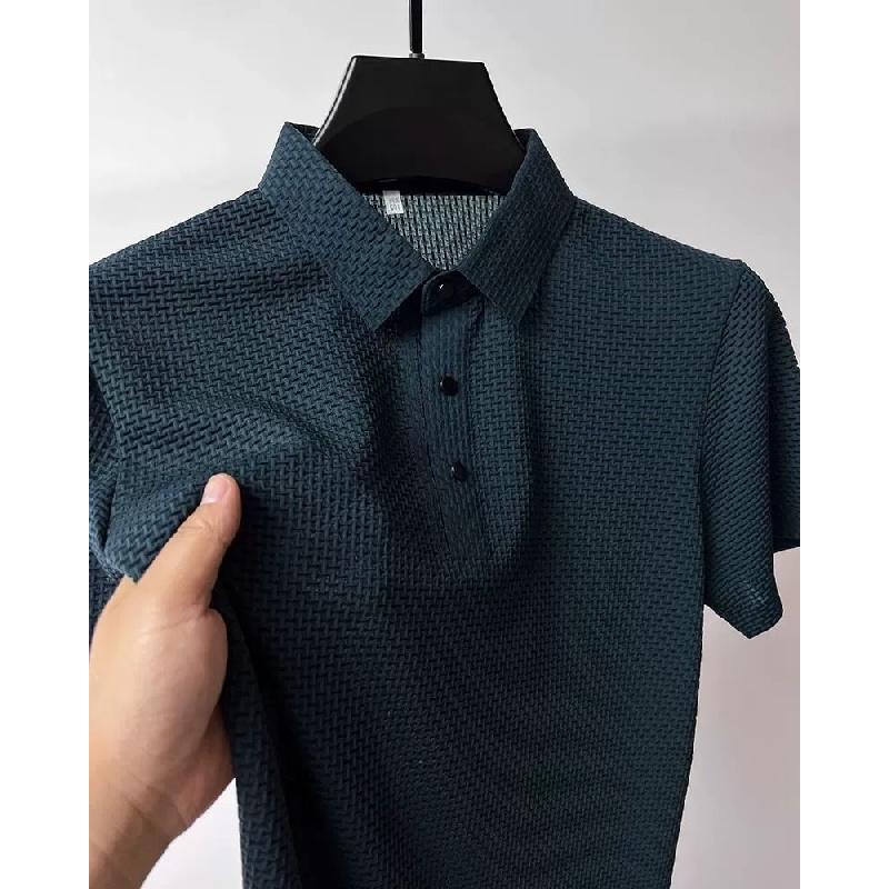 2026 solid color polo shirt, fashionable and trendy, short-sleeved t-shirt with a collar, men's summer casual slim-fit versatile collared top