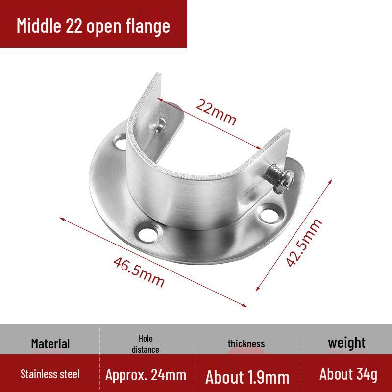 Stainless Steel Round Flange Base Wardrobe Clothes Rail Holder and Towel Rack Fixing Accessories.