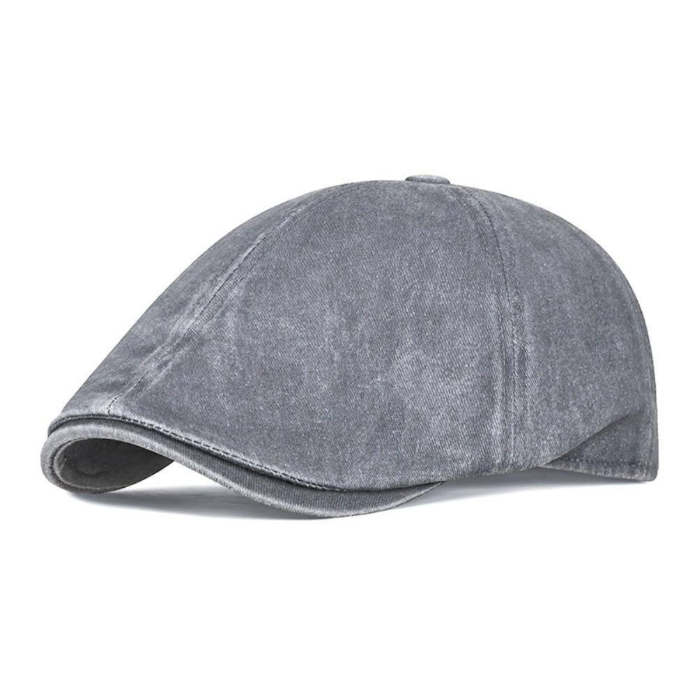 Side Letter Sticker Duckbill Hats Solid Color British Painters Hat Retro Newsboy Cap  for Men Women