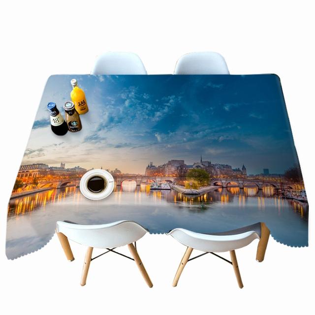 Seascape World Pattern Sea Playground Tablecloth Thicken Cotton Rectangular Round Table Cloth For Wedding Picnic Party