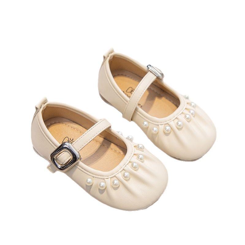 2026Spring new style pearl girls' French Mary Jane shoes, soft-soled ballet granny shoes, trendy little princess shoes