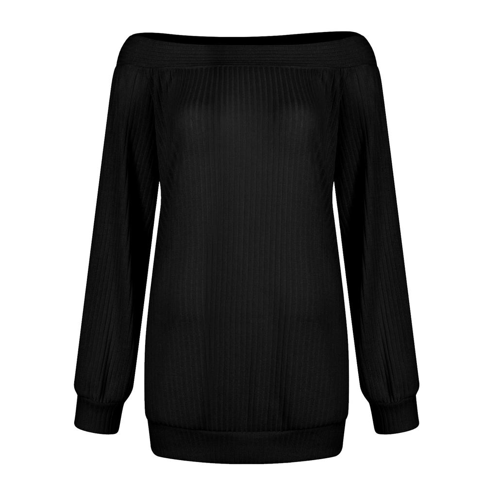 Fashion Women's Loose Off Shoulder Color Pullover Blouse Knit Sweater