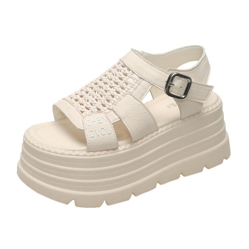 Fashion 8CM Summer Sandals Wedge Heel Sneakers New Women Beach Flip Flop High Platform Casual Sandals Hollow Breathable Walking Slippers