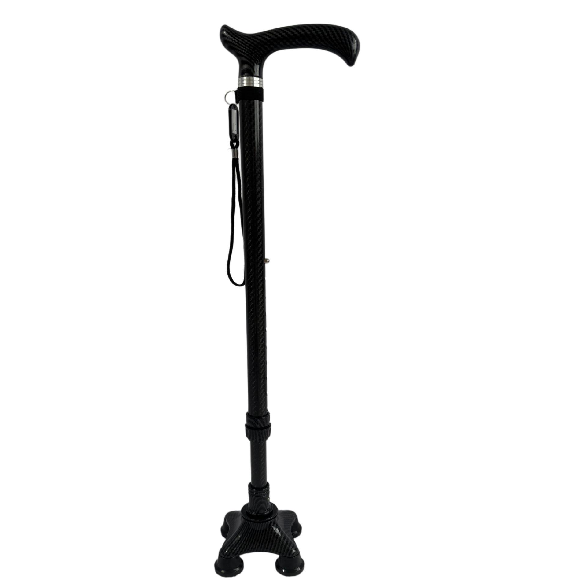 Ultra-Light Adjustable Carbon Fiber Trekking Crutch: Non-Slip, Stable Cane for the Elderly Carbon Fiber Four-Legged Cane