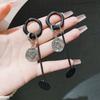 Black earrings temperament earrings new trendy geometric round niche stud earrings unique ear jewelry