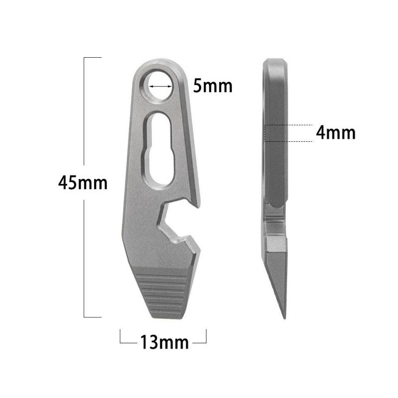 Titanium Alloy Crowbar Multifunction Hexagon Wrench Bottle Opener Portable Keychain EDC Outdoor Survival Tools with Necklace