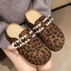 Thick-Soled Fleece-Lined Retro Birkenstock Women's Furry Round-Toe Slippers for Autumn/Winter