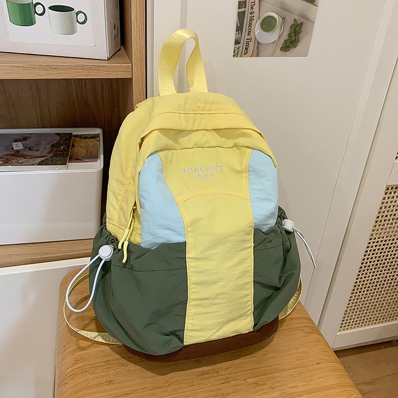 Schoolbag New Japanese Ins Retro Fresh and Sweet Contrasting Color Splicing Backpack College Student Women's Lightweight Travel Backpack