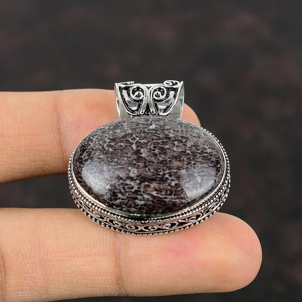 Dinosaur Bone Pendant Handmade Pendant 925 Sterling Silver Pendant Antique Vintage Pendant Silver Jewelry For Gift Natural Gemstone Jewelry