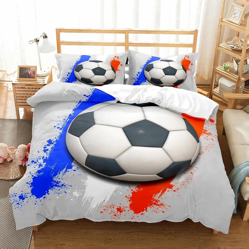Soccer Sport Theme Comfortable Duvet Quilt Cover Pillowcase Bedding Set Children Bedroom Decoration Home Textile