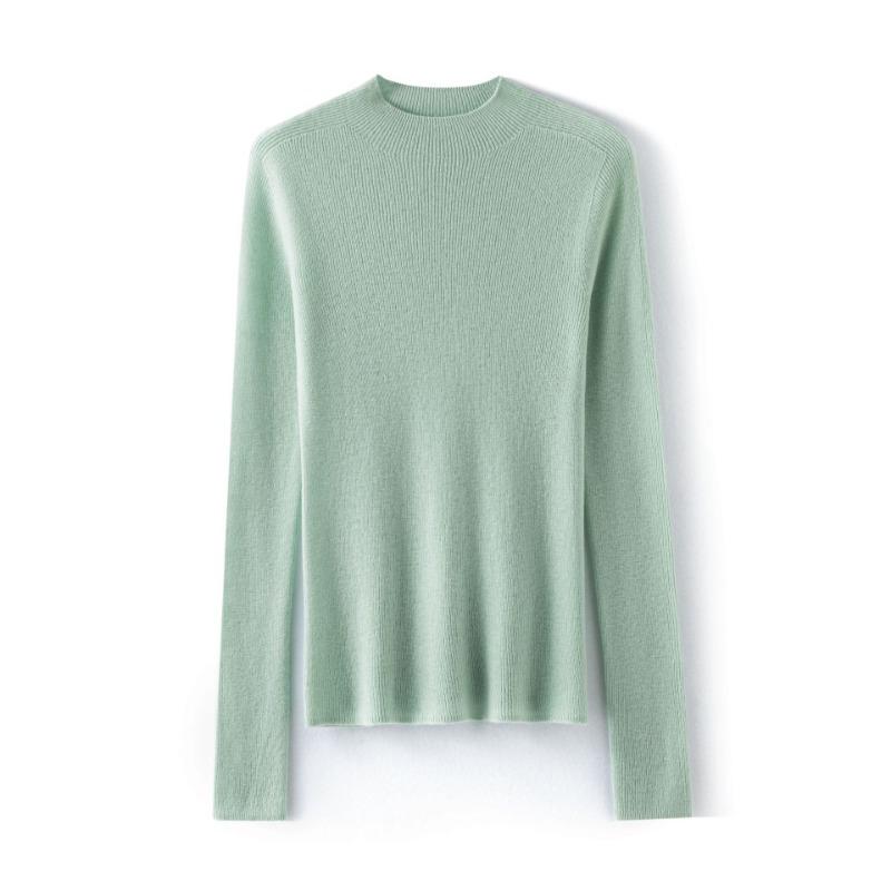 Extended semi-turtleneck wool sweater women's 0 full wool seamless integrated knitted backing soft waxy fleece autumn top new