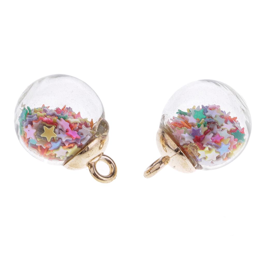 DIY 20Pcs 16mm Colored Stars Transparent Glass Ball Charms With Tiny Star Pendant Findings Craft