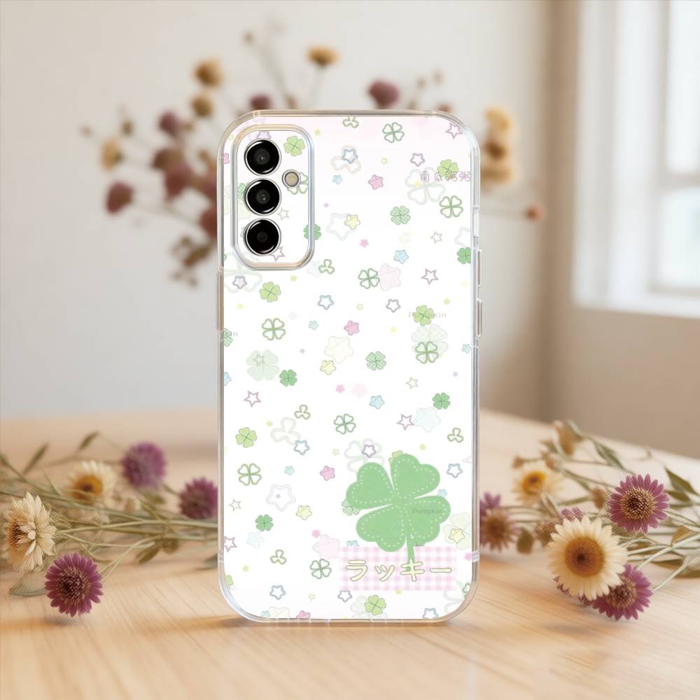 Sommer Grünes Glückliches Vierblättriges Kleeblatt.jpg Handyhülle Transparent Silikon Weich Für SamsungA10,12,20,21S,30,31,40,50,51,52,70,71