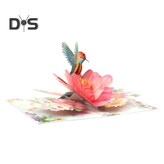 

Открытка на день рождения с колибри, сделанная своими руками, объемная открытка с птицей и цветком, 3D-открытка на День матери, годовщина, День святого Валентина, поздравительная открытка для женщин B