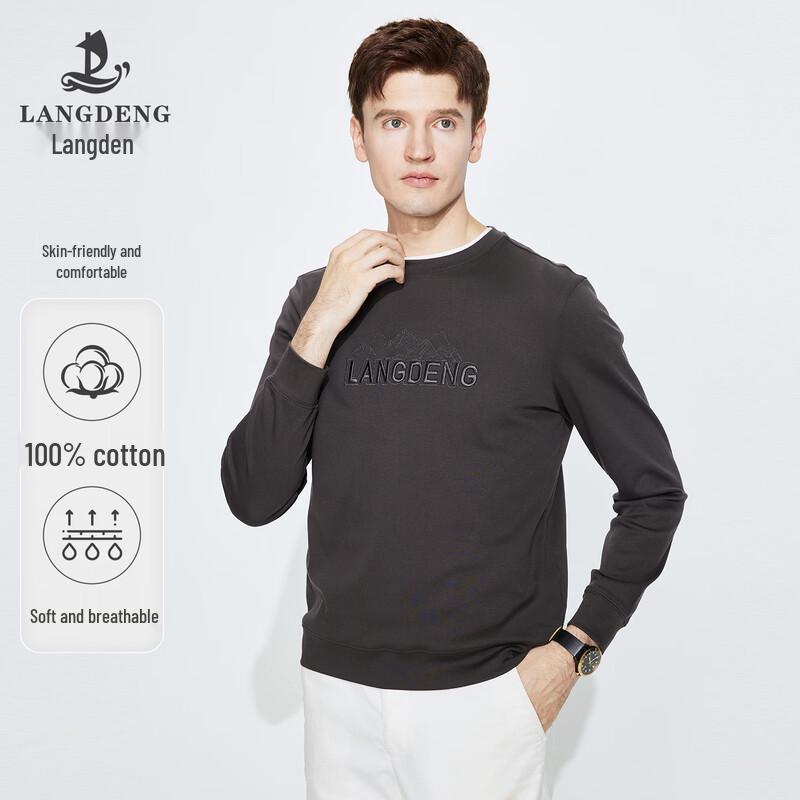 Langdeng Men s Pure Cotton Crewneck Sweatshirt XL