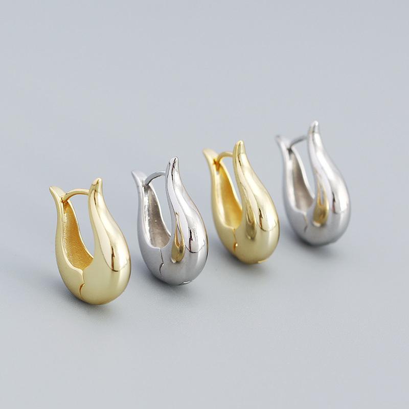 Vintage Gold Plated Smooth Metal Earrings For Women Glossy Shiny French Earrings Luxury Fashion Statement Jewelry Party Gift