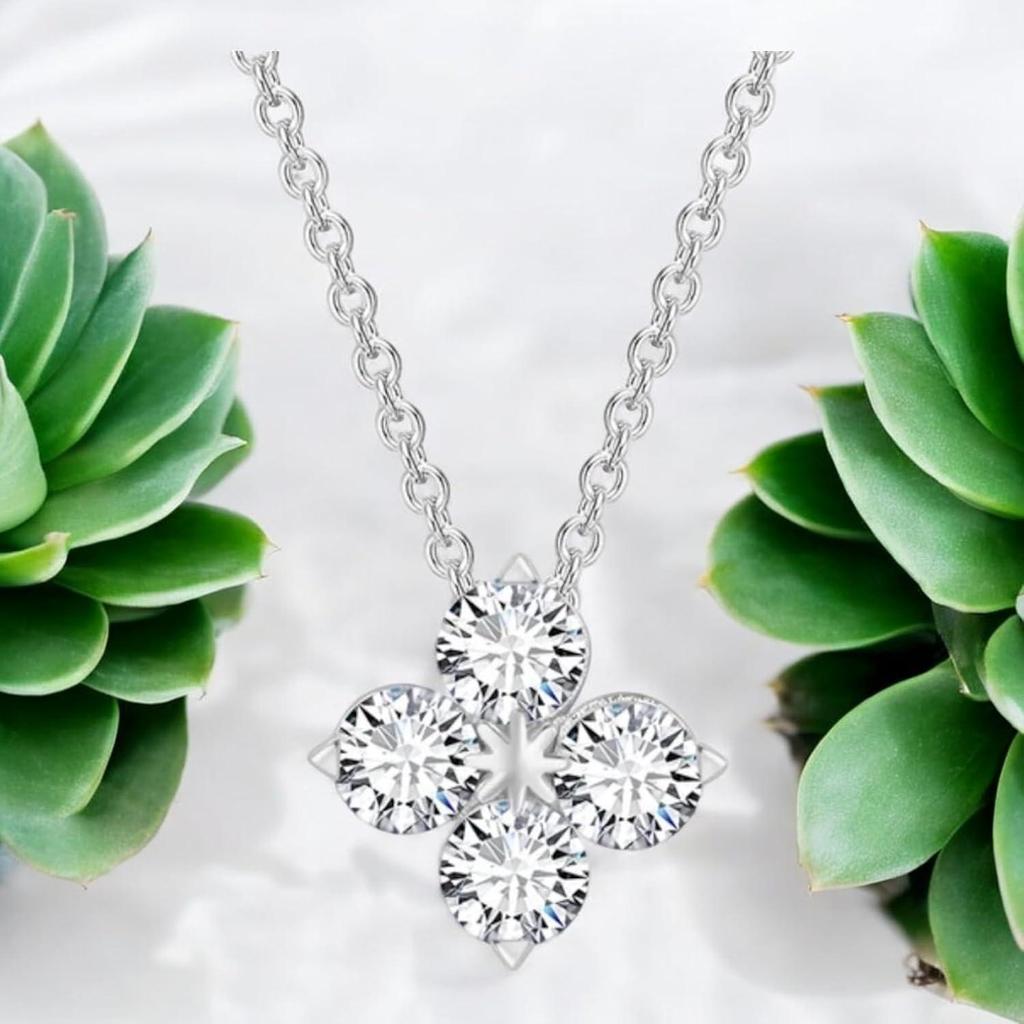 Pendant with Link Chain, Floral Shape Necklace for Women & Girls