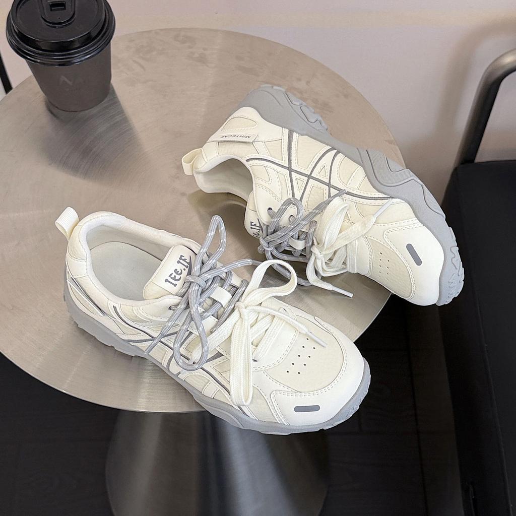 Mesh Breathable Leather German Training Shoes Women's New Versatile Casual Soft Sole Long Standing Not Tired Feet Sports Shoes Thin