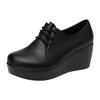 Fashion GKTINOO 2025 Wedges Women Shoe Spring Autumn Lace-Up High Heels Round Toe Leather Casual Ladies Platform Shoes Woman Size 33-43