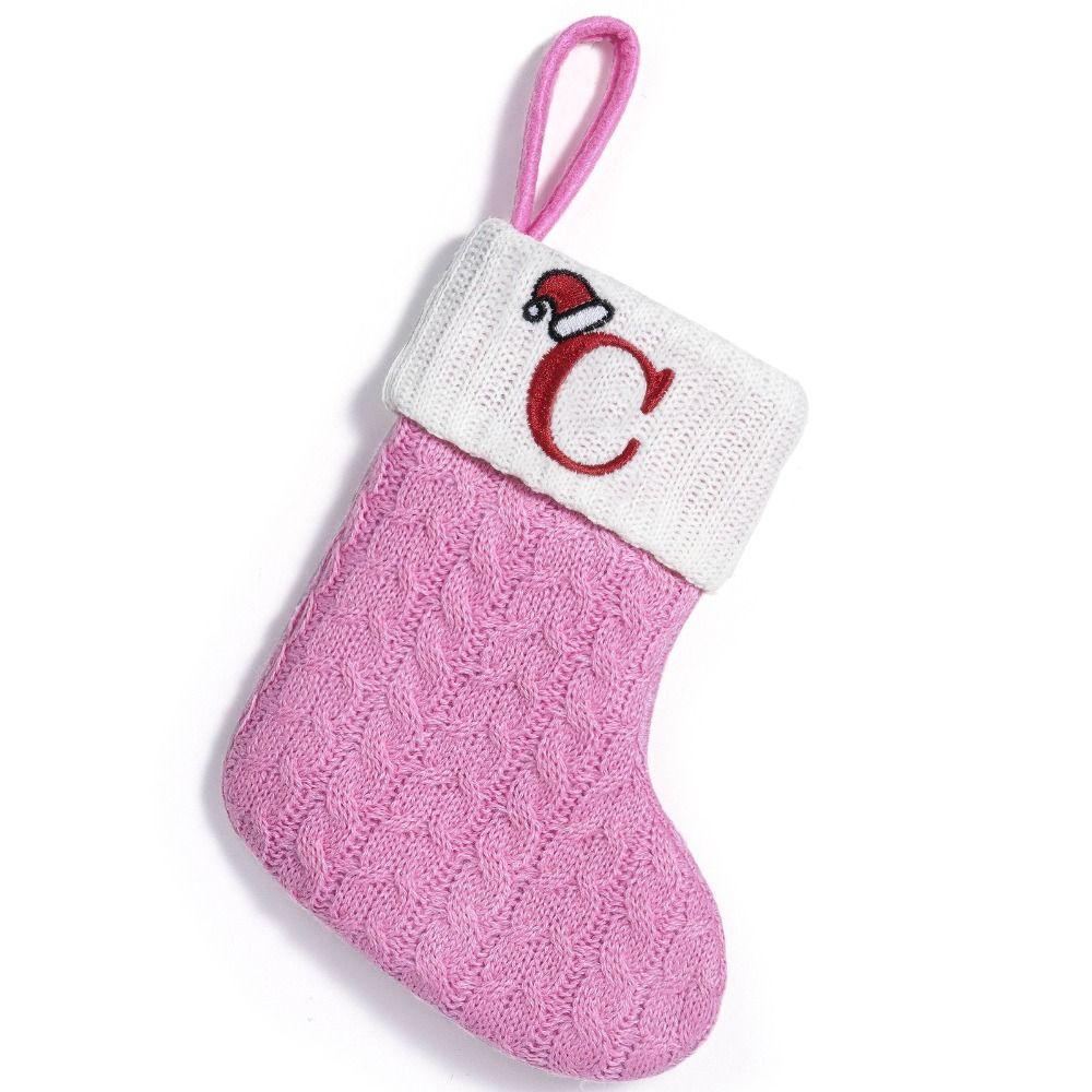 Thickened Christmas Alphabet Knitted Socks Large Capacity Candy Gift Bags  Xmas Gift