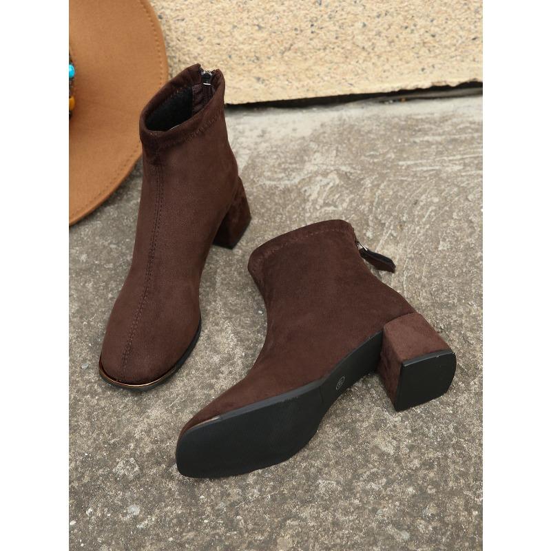 Quadratische Zehenpartie Mittelhoher Absatz Martin Boots Damen 2025 Winter Neu Schlankmachend Übergröße Mode Stiefel