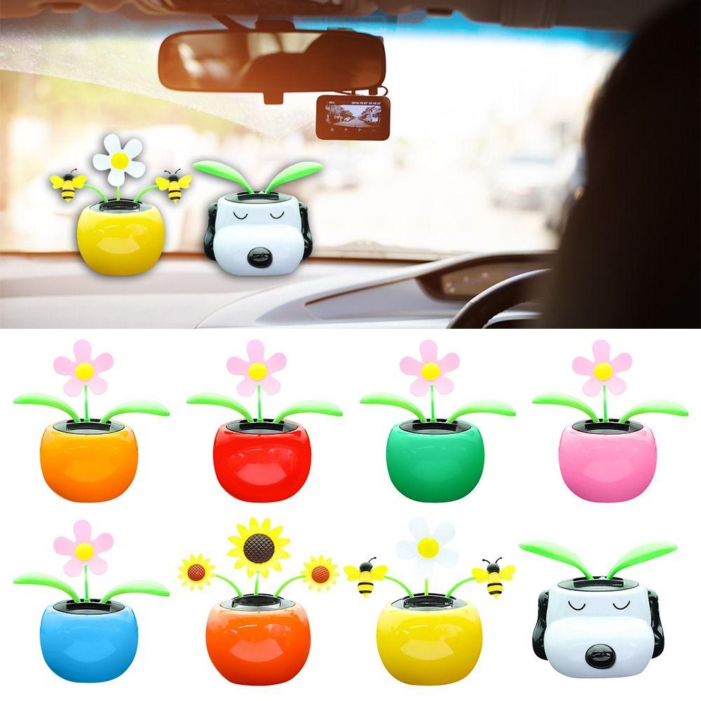 Zabawne Prezenty Domowe Dekoracja Deski Rozdzielcze Samochodu Ornament Wnętrza Samochodu Huśtająca się Kwiat Kwiat Tańczący Zasilany Słonecznie
