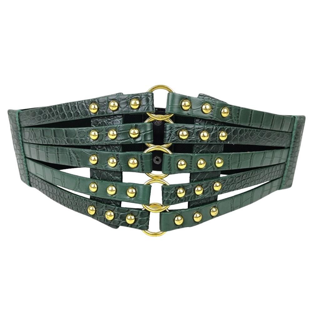Rivet Decoration Wide Belts Hollow Out Design Corset Belt Fashion Decorative Belt Body Shaper