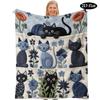 Classic Fashion Cat & Flower Embroidery Pattern Art Blanket - Soft All-Season Multi-Purpose Throw for Sofa, Office, Bed & Travel