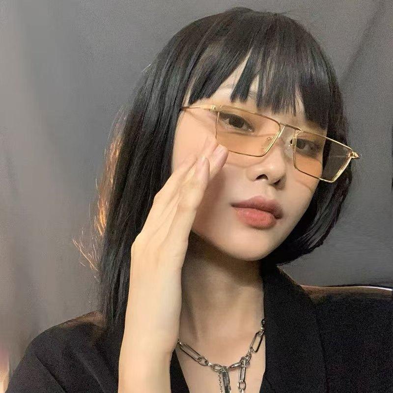 Korean Version Rimless Sunglasses Rectangle Fashion Popular Women Men Shades Small Square Sun Glasses for Female Summer Oculos