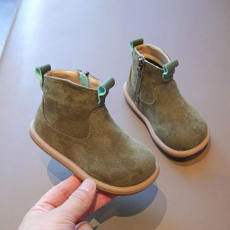 

Children s short boots autumn and winter new velvet British style baby Martin boots versatile casual boys boots two cotton 21 yards inner length 13.5cm